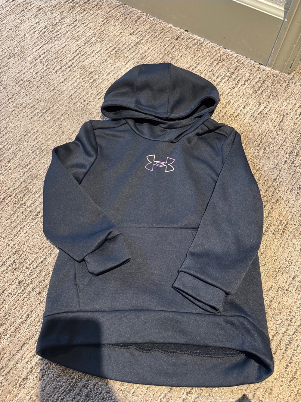 Under Armour Black Kids' Hooded Pullover with Logo